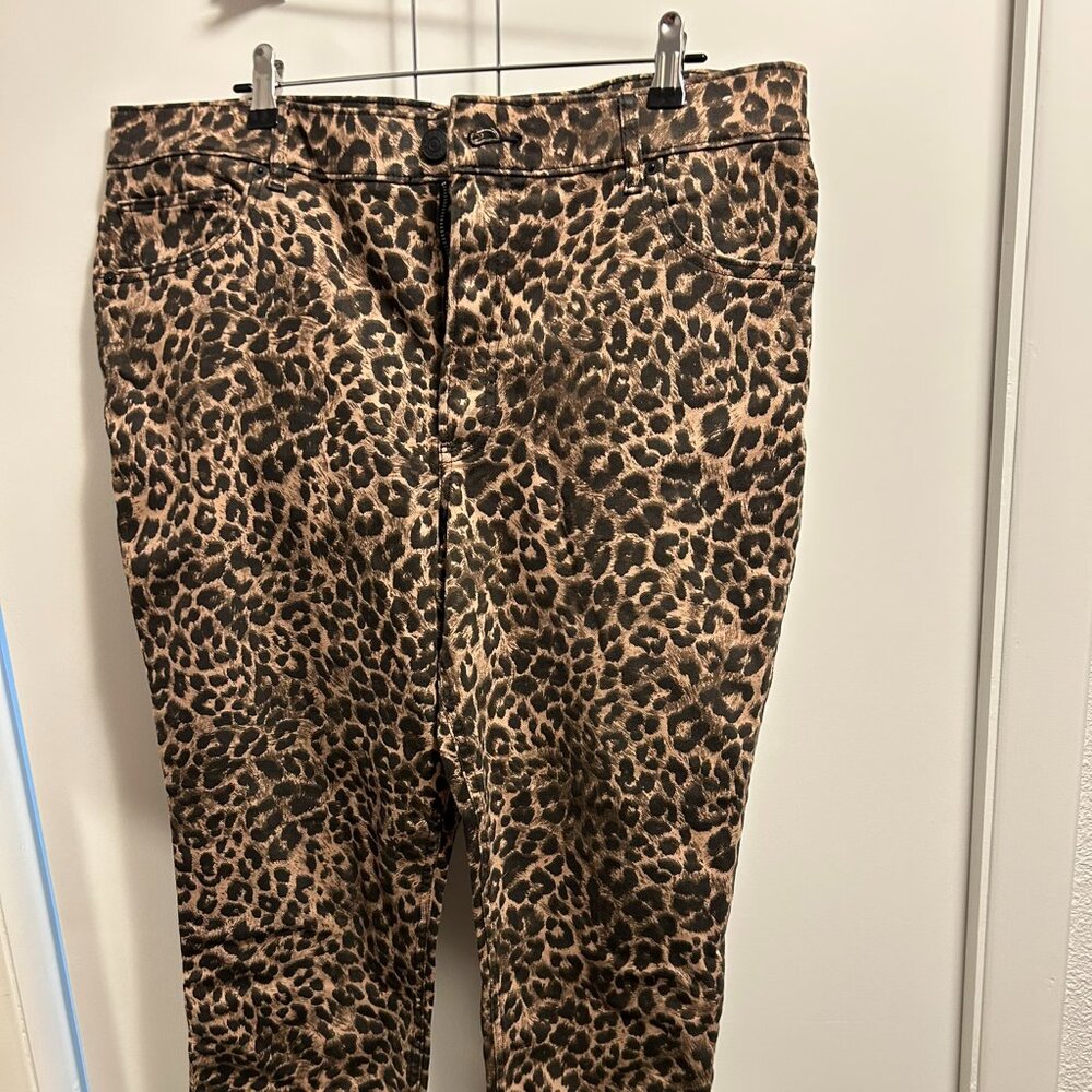 Express Leopard High Rise Skinny Jeans